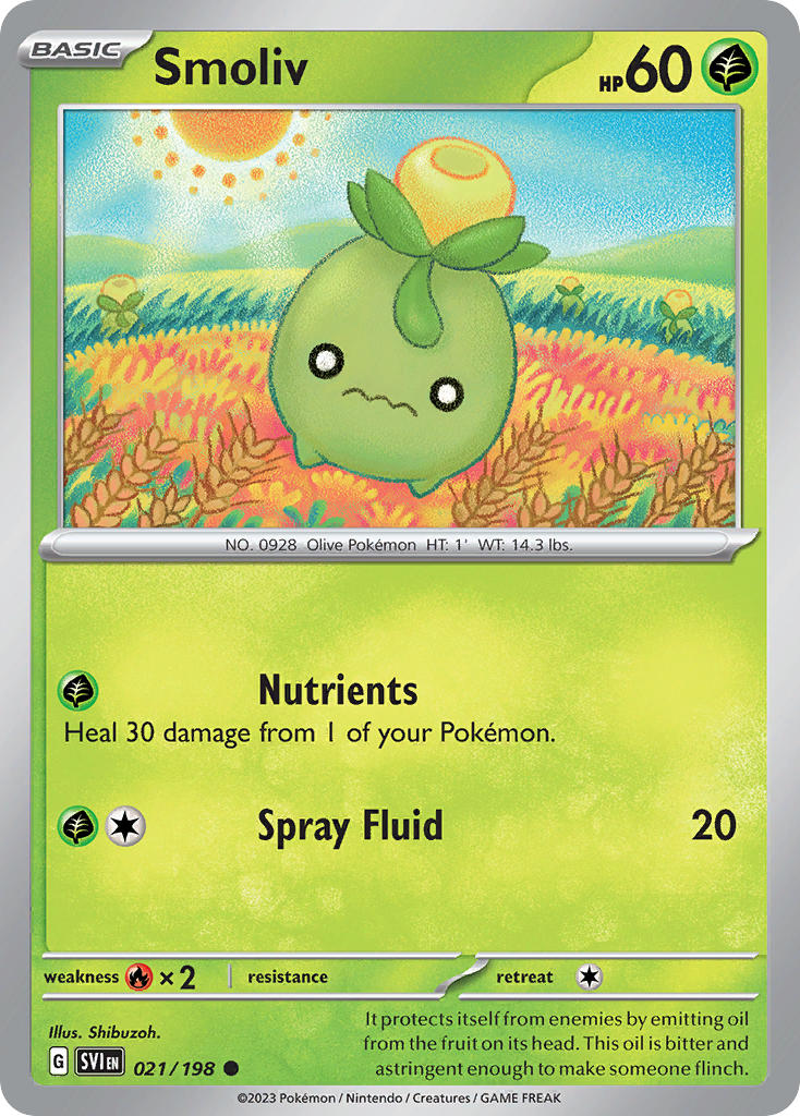 Smoliv 021/198 Common Scarlet & Violet Pokémon card