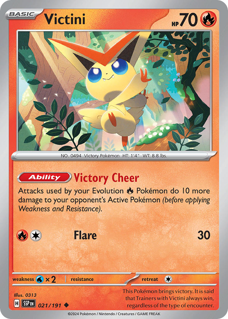 Victini 021/191 Rare Surging Sparks Pokémon card