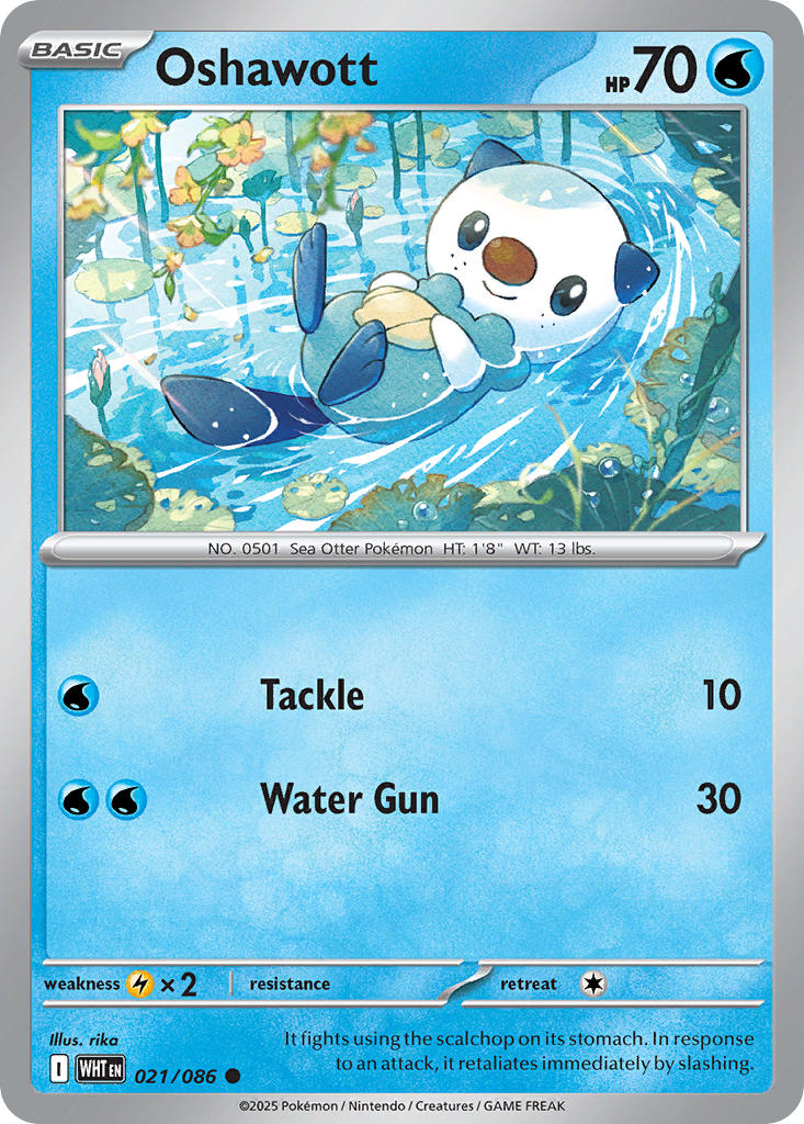 Oshawott 021/086 Common White Flare Pokémon card