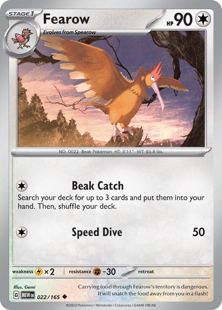 Fearow 022/165 Uncommon 151 Pokémon card