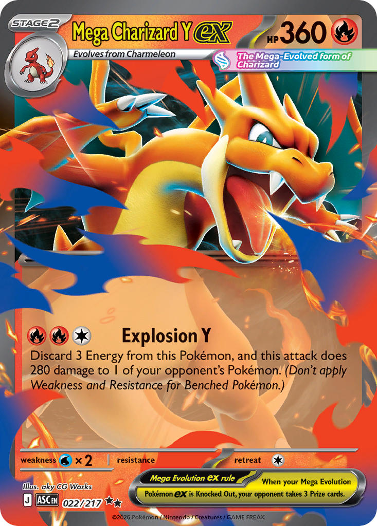 Mega Charizard Y EX 022/217 Double Rare Ascended Heroes Pokémon card