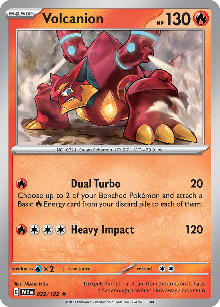 Volcanion 022/182 Rare Paradox Rift Pokémon card