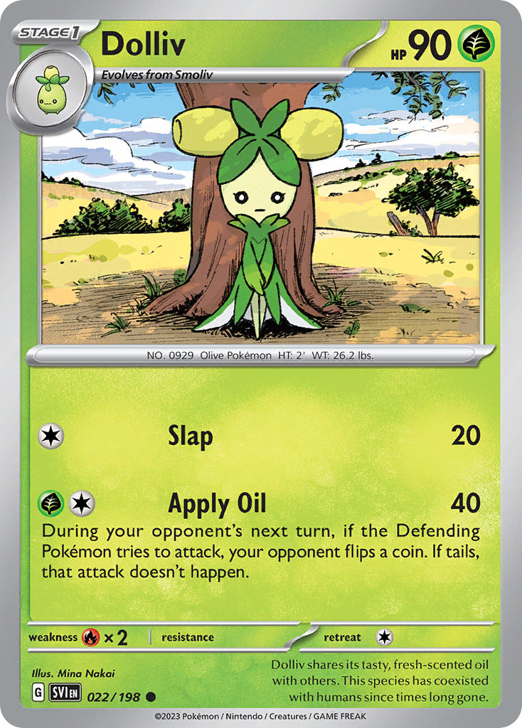 Dolliv 022/198 Common Scarlet & Violet Pokémon card