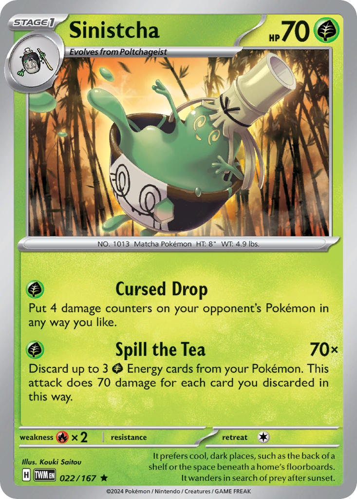 Sinistcha 022/167 Rare Twilight Masquerade Pokémon card