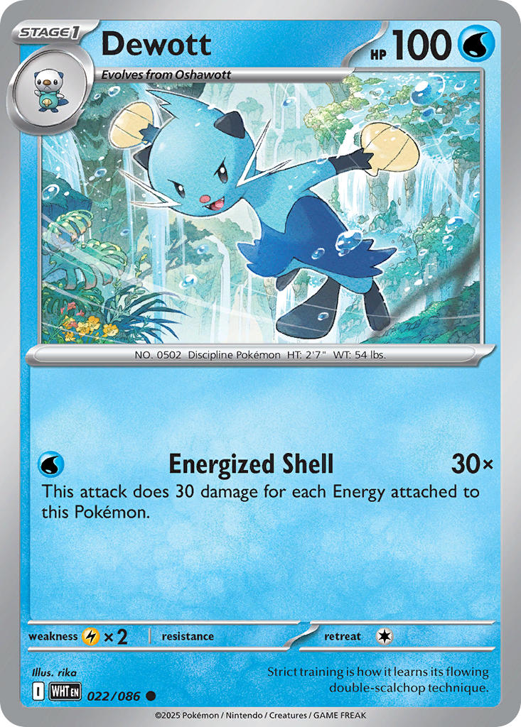 Dewott 022/086 Common White Flare Pokémon card