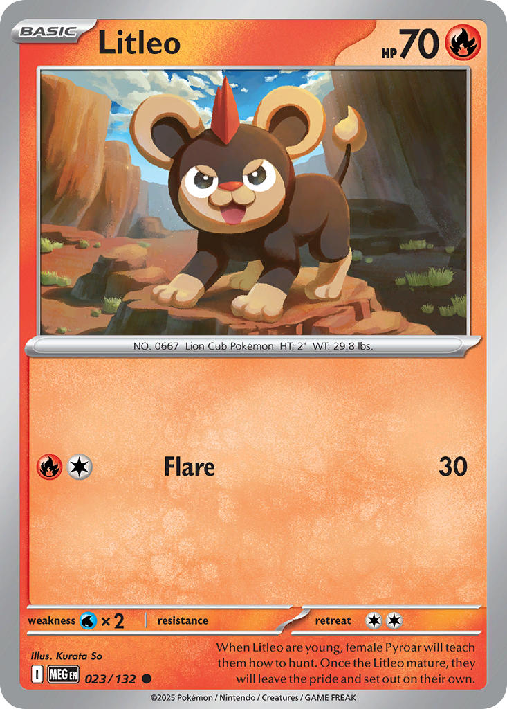 Litleo 023/132 Common Mega Evolution Pokémon card