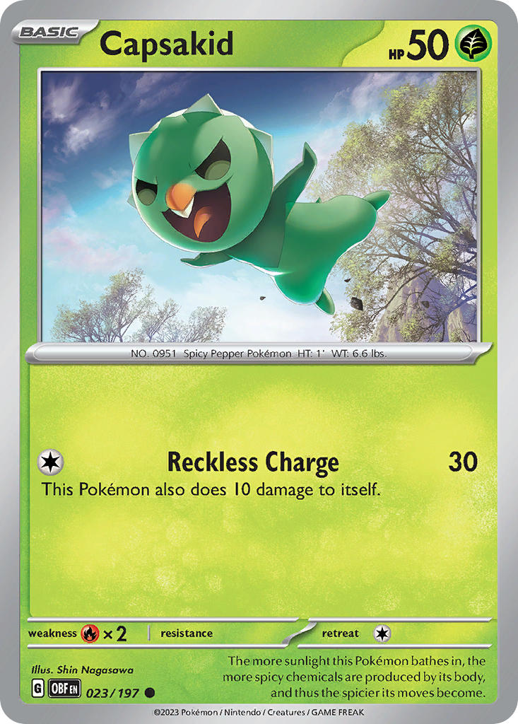 Capsakid 023/197 Common Obsidian Flames Pokémon card
