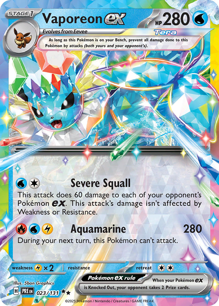 Vaporeon EX 023/131 Double Rare Prismatic Evolutions Pokémon card