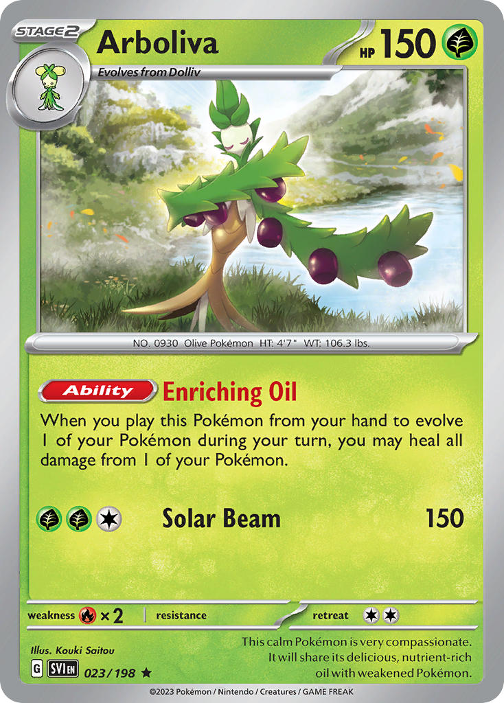 Arboliva 023/198 Rare Scarlet & Violet Pokémon card