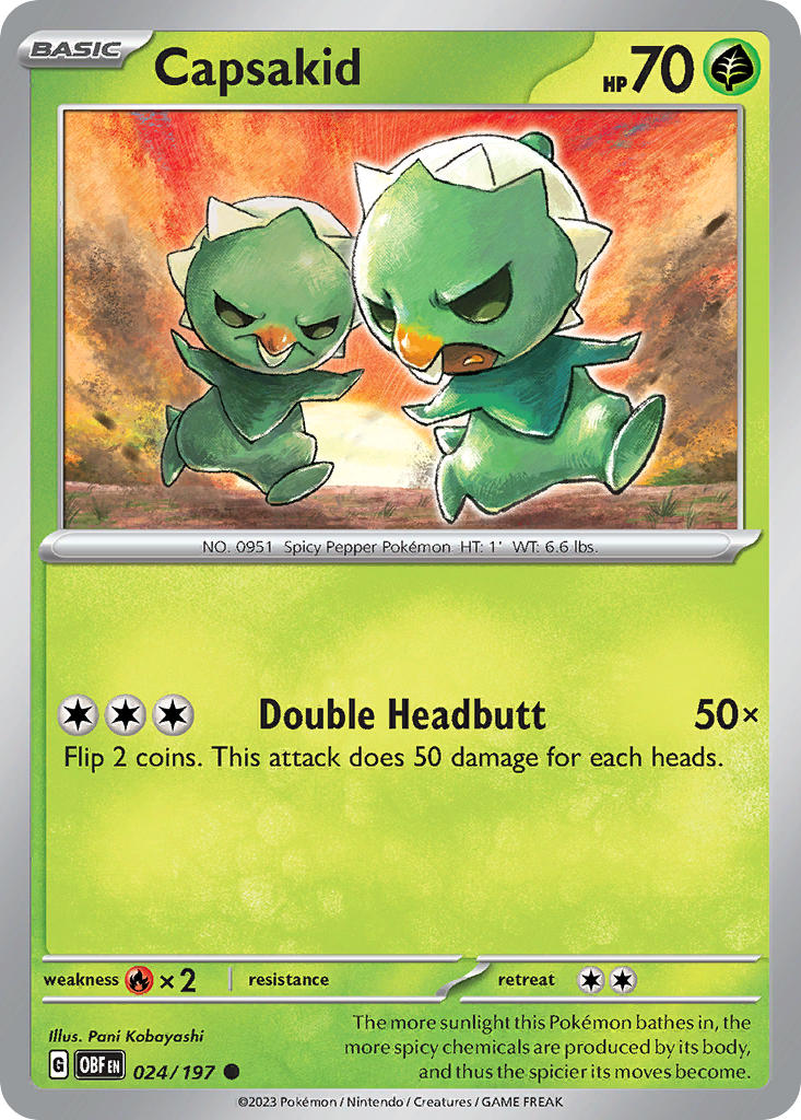 Capsakid 024/197 Common Obsidian Flames Pokémon card