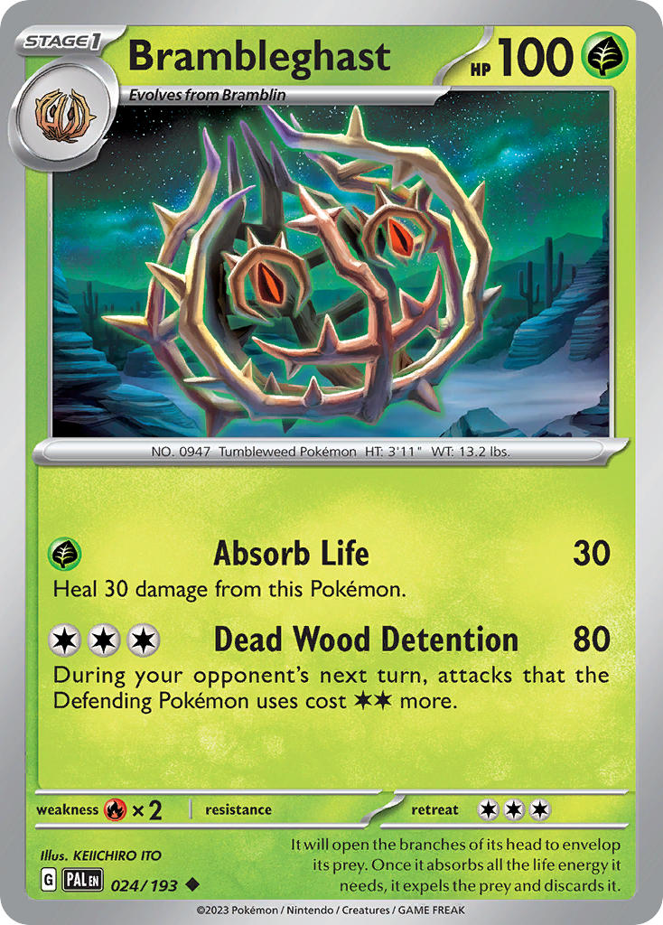 Brambleghast 024/193 Rare Paldea Evolved Pokémon card