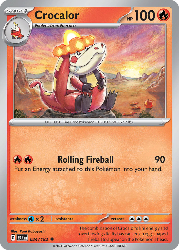 Crocalor 024/182 Uncommon Paradox Rift Pokémon card