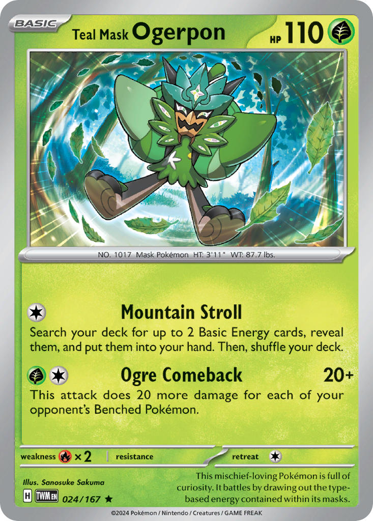 Teal Mask Ogerpon 024/167 Rare Twilight Masquerade Pokémon card