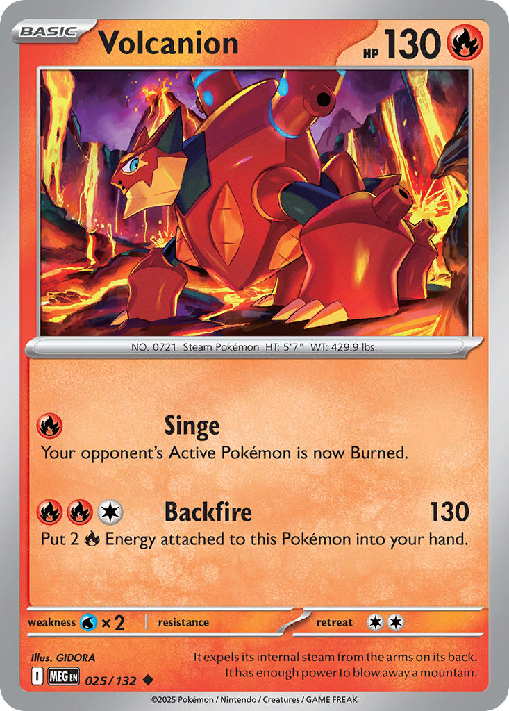 Volcanion 025/132 Common Mega Evolution Pokémon card