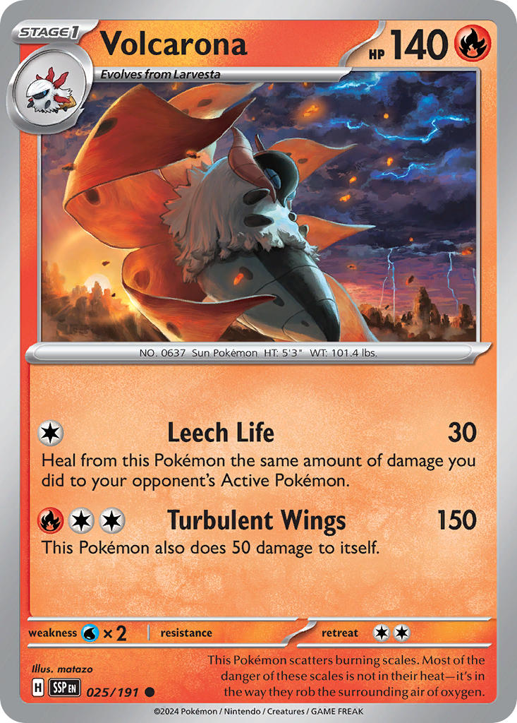 Volcarona 025/191 Rare Surging Sparks Pokémon card
