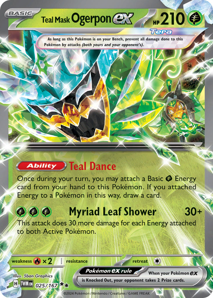 Teal Mask Ogerpon EX 025/167 Double Rare Twilight Masquerade Pokémon card