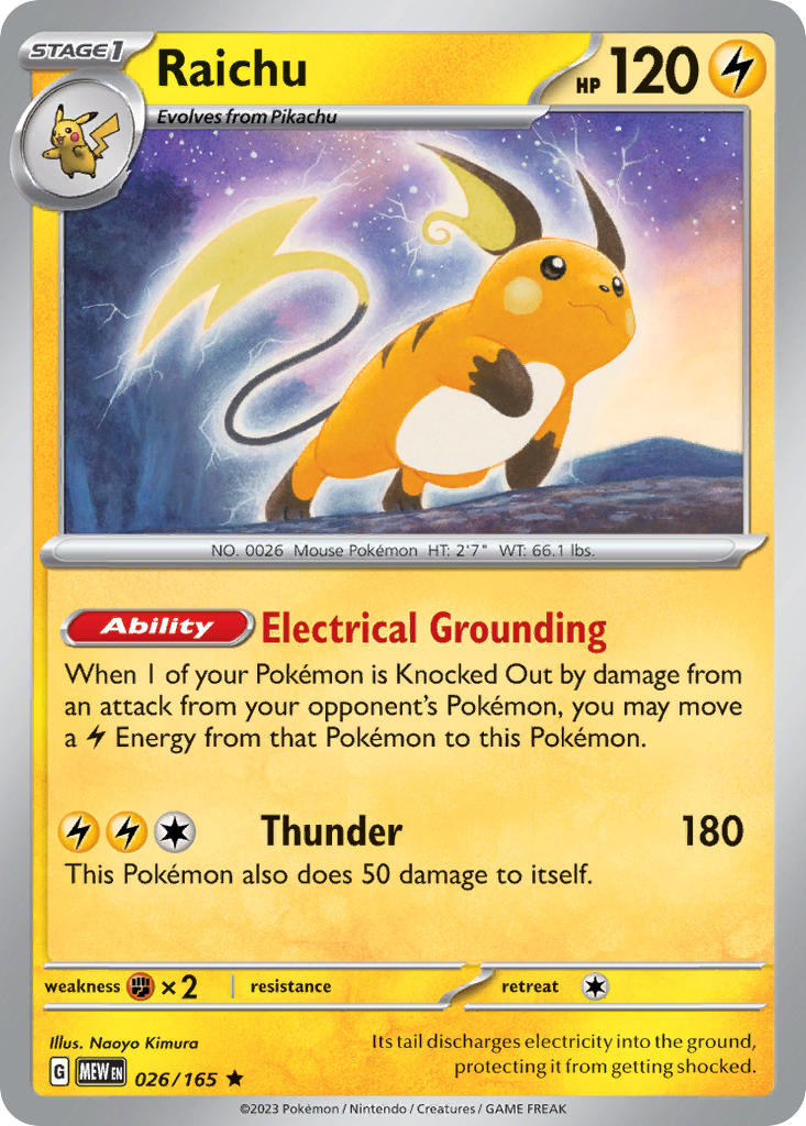 Raichu 026/165 Rare 151 Pokémon card