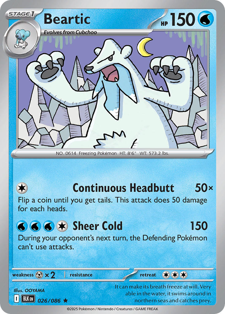 Beartic 026/086 Rare Black Bolt Pokémon card