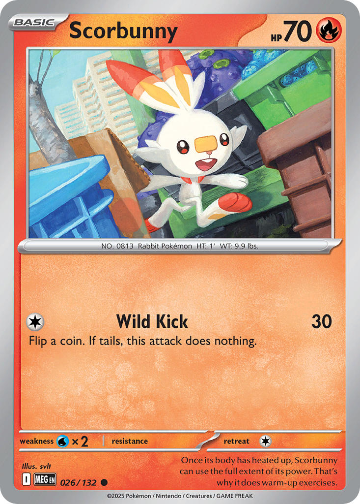 Scorbunny 026/132 Common Mega Evolution Pokémon card