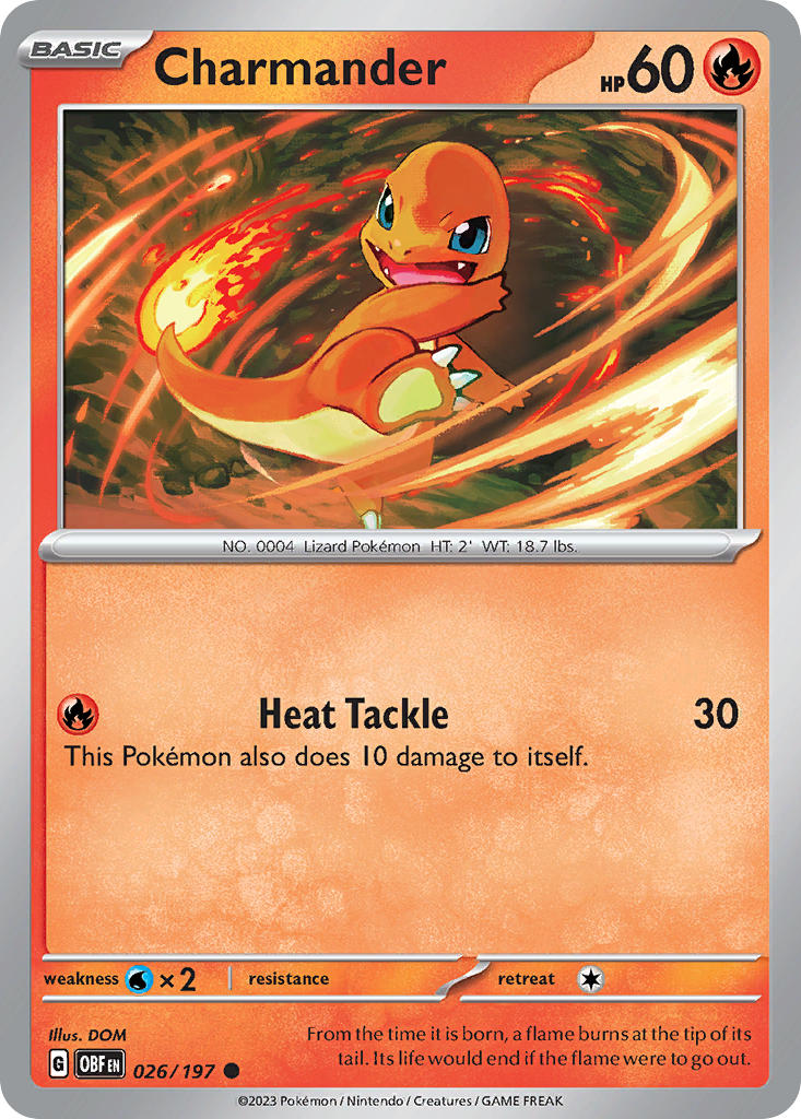 Charmander 026/197 Common Obsidian Flames Pokémon card