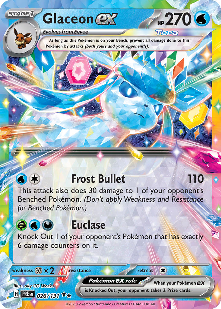 Glaceon EX 026/131 Double Rare Prismatic Evolutions Pokémon card