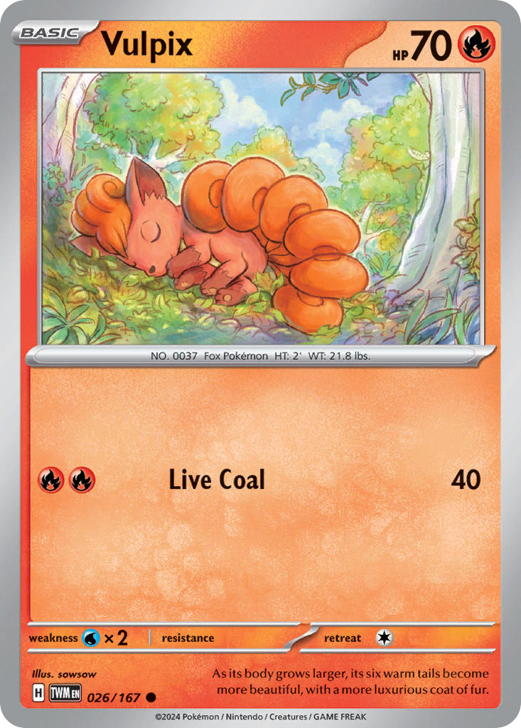 Vulpix 026/167 Common Twilight Masquerade Pokémon card