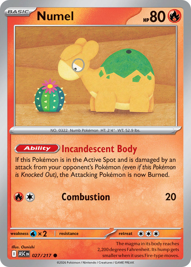 Numel 027/217 Common Ascended Heroes Pokémon card