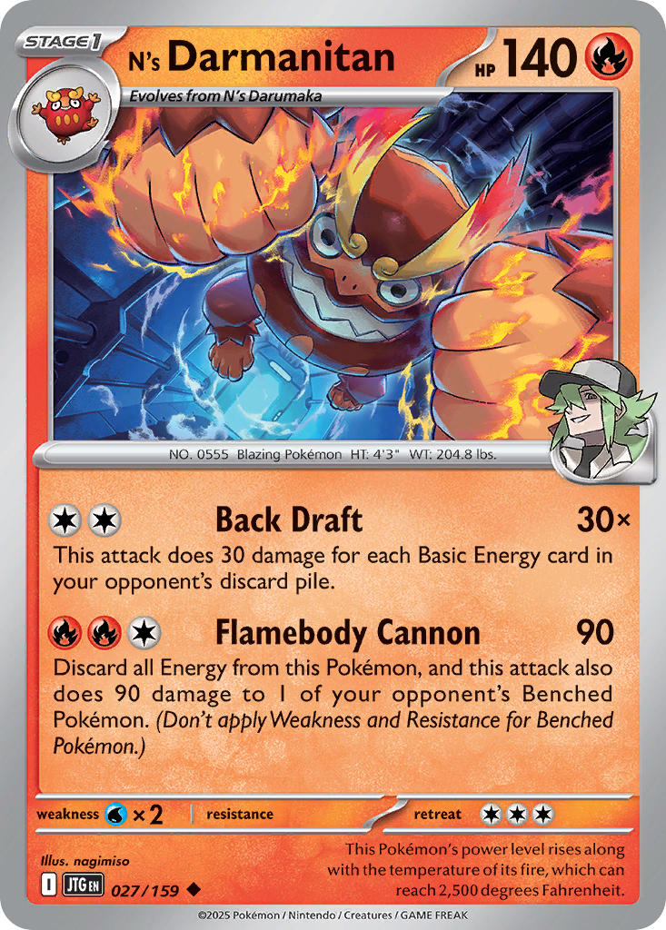 N's Darmanitan 027/159 Rare Journey Together Pokémon card