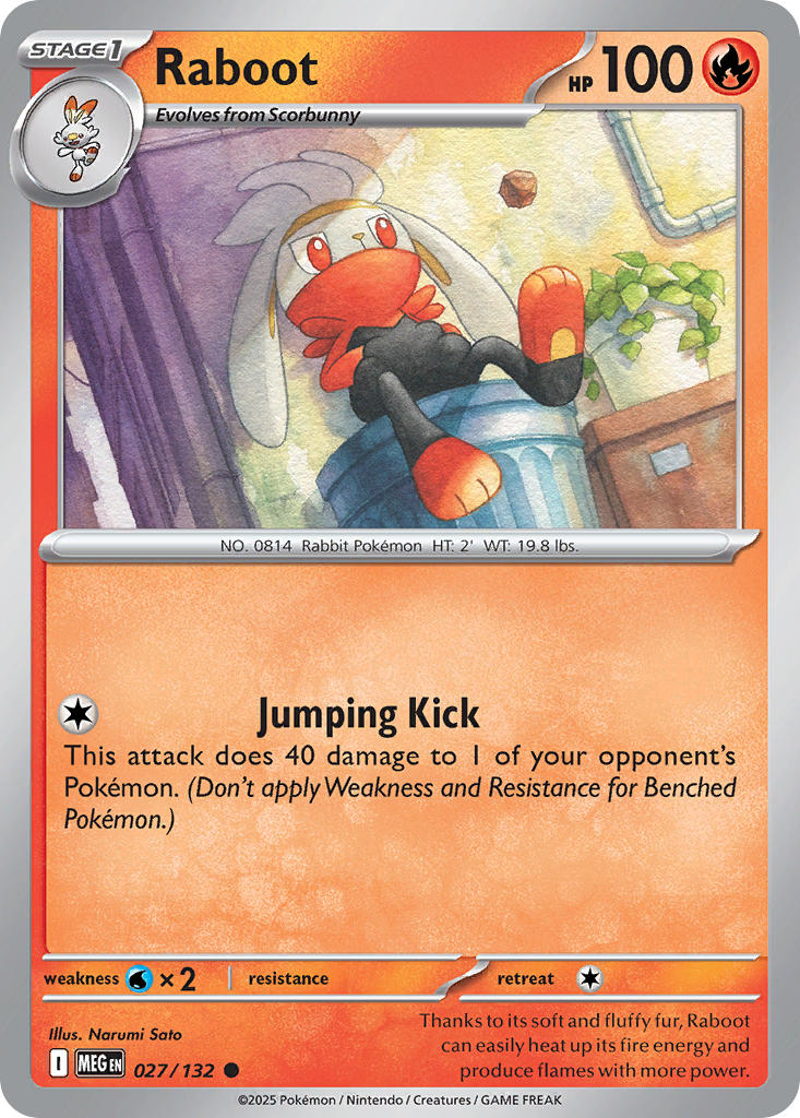 Raboot 027/132 Uncommon Mega Evolution Pokémon card