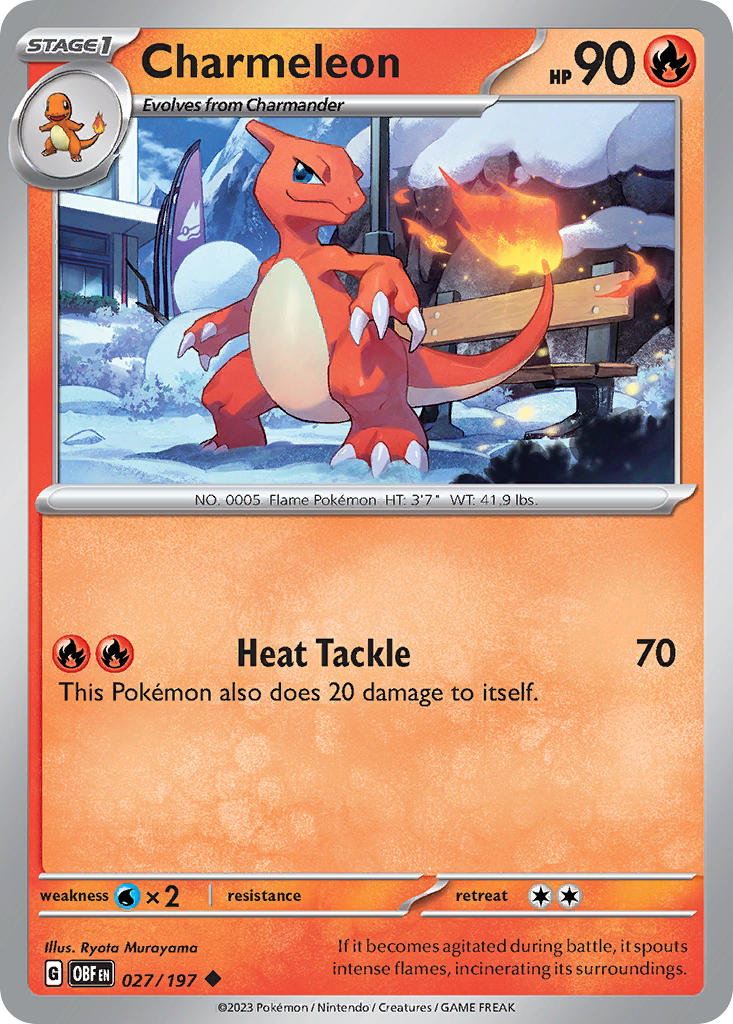 Charmeleon 027/197 Uncommon Obsidian Flames Pokémon card