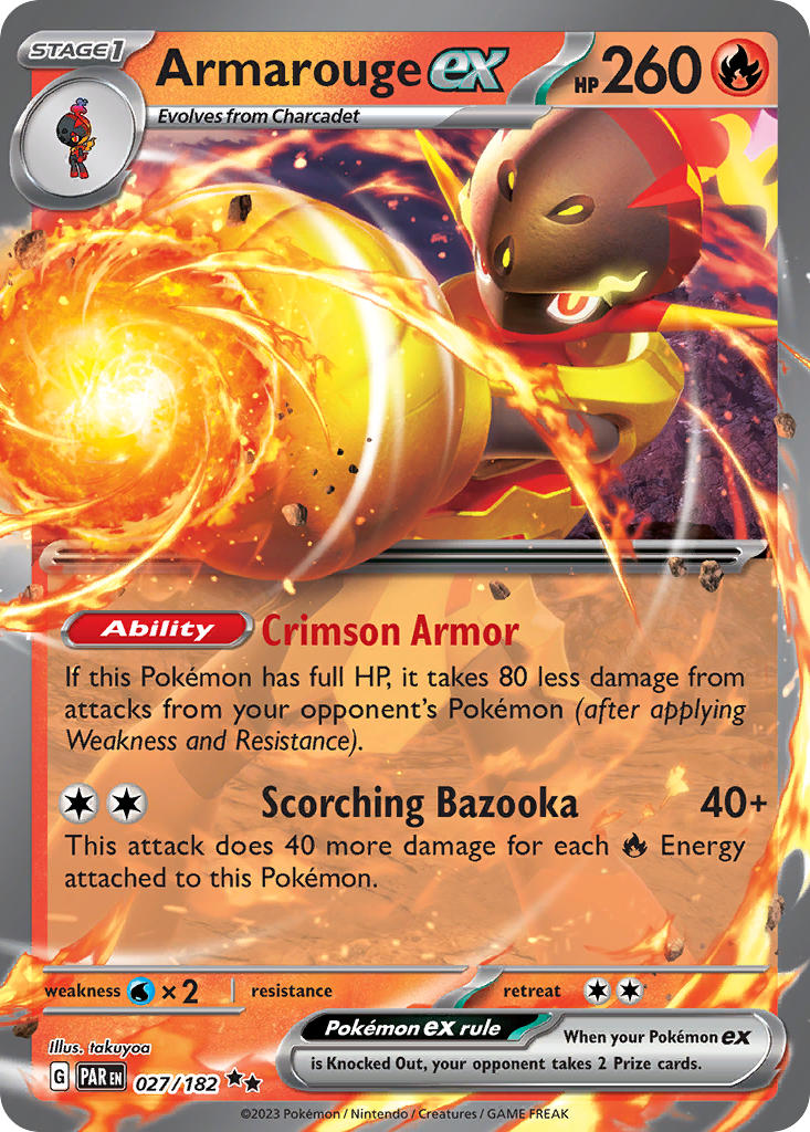 Armarouge EX 027/182 Double Rare Paradox Rift Pokémon card