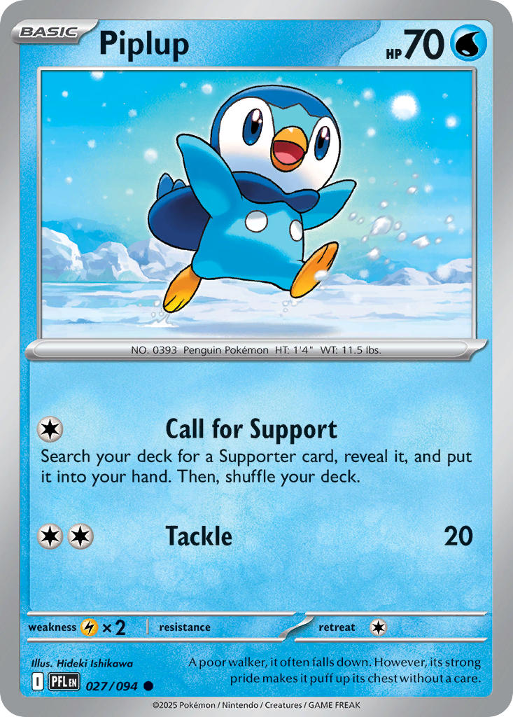 Piplup 027/094 Common Phantasmal Flames Pokémon card
