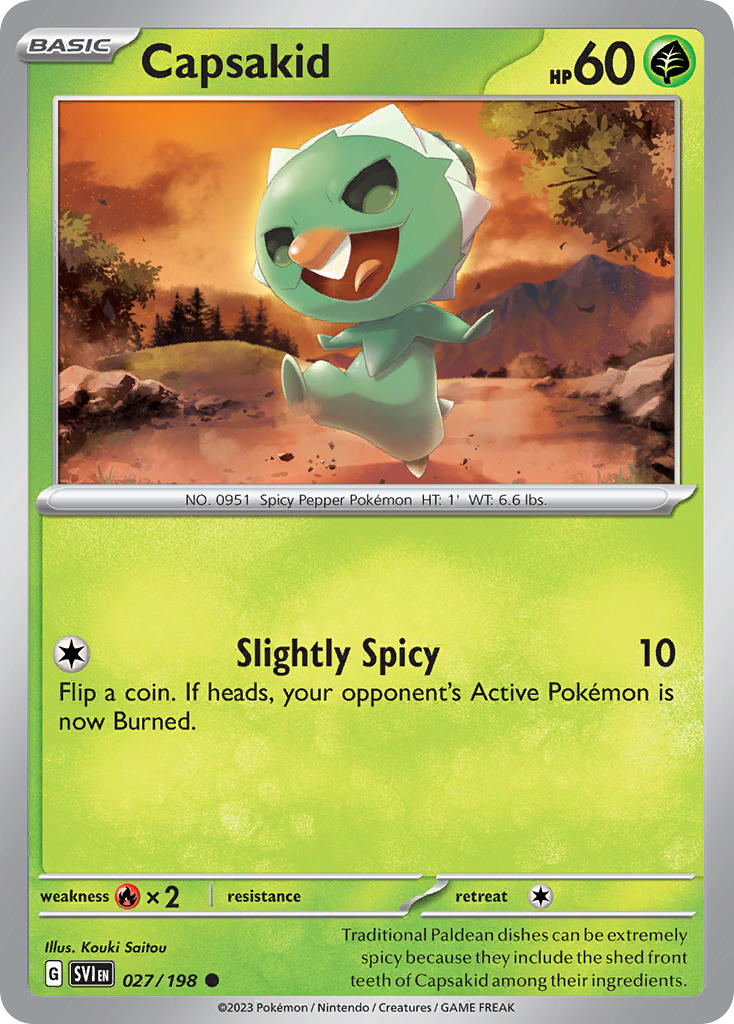 Capsakid 027/198 Common Scarlet & Violet Pokémon card