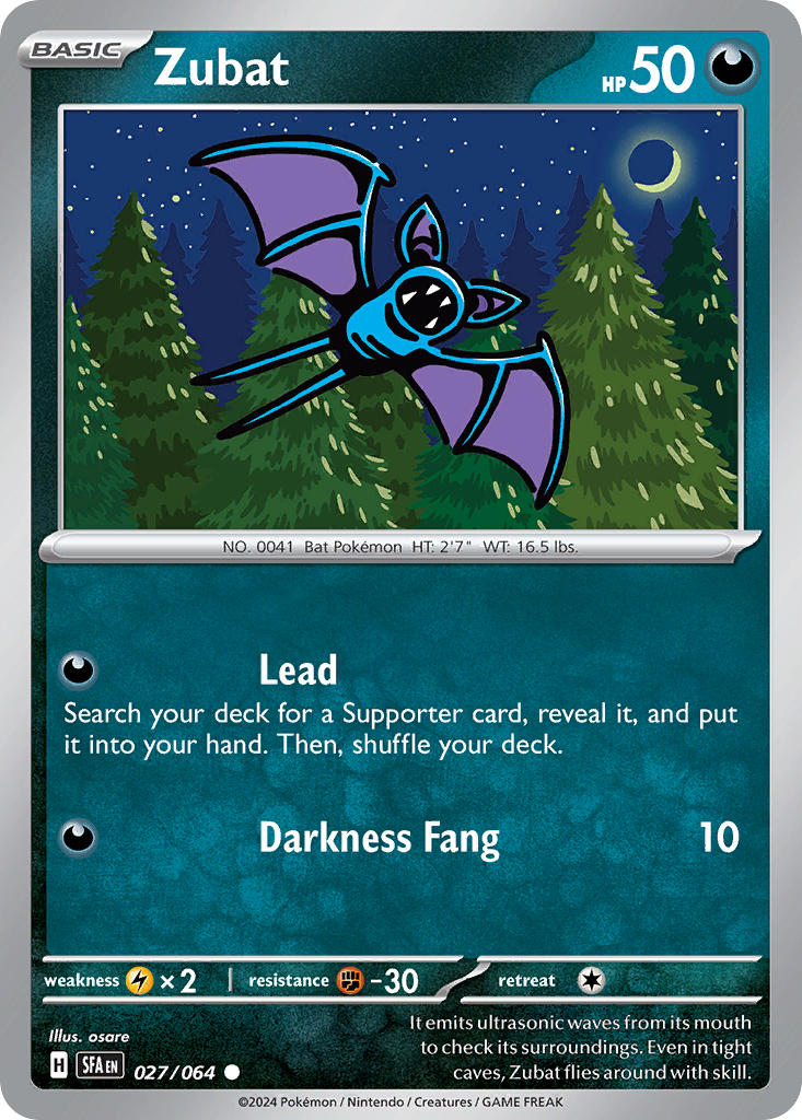 Zubat 027/064 Common Shrouded Fable Pokémon card