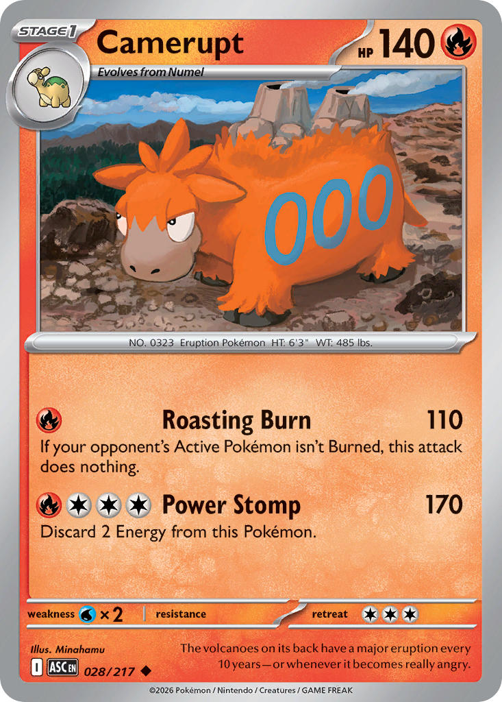 Camerupt 028/217 Rare Ascended Heroes Pokémon card