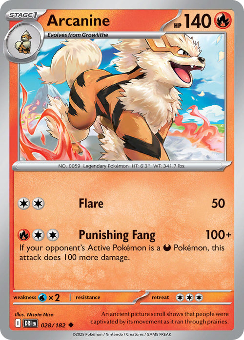 Arcanine 028/182 Rare Destined Rivals Pokémon card