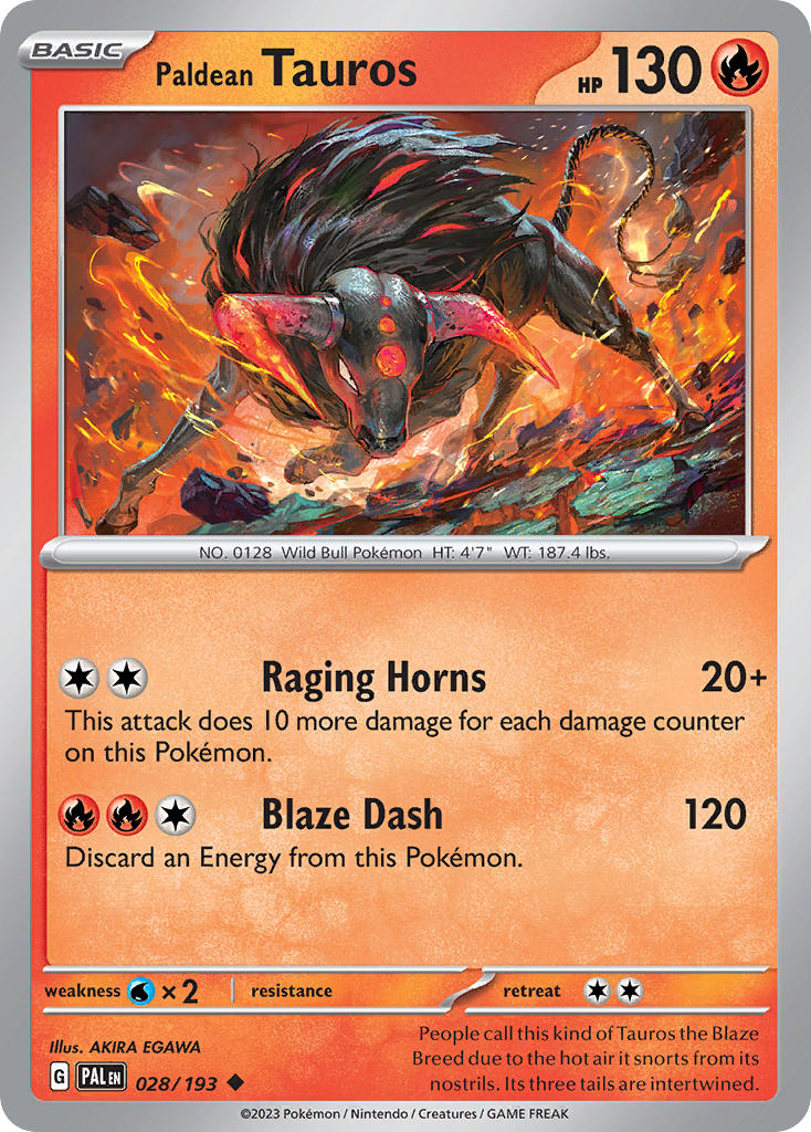 Paldean Tauros 028/193 Uncommon Paldea Evolved Pokémon card