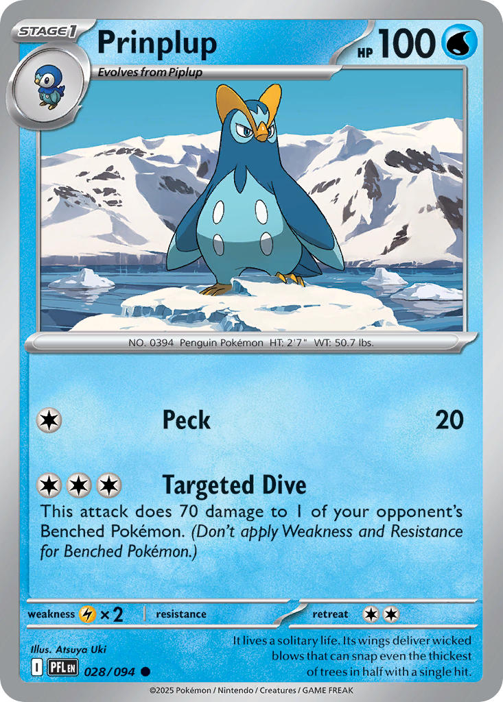 Prinplup 028/094 Common Phantasmal Flames Pokémon card