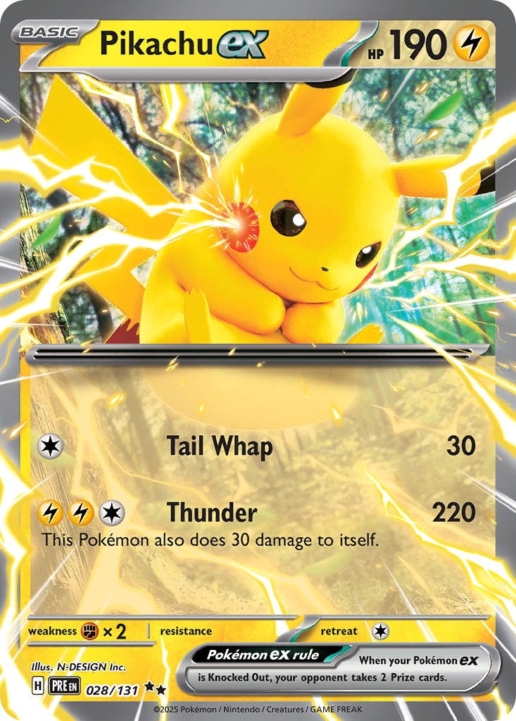 Pikachu EX 028/131 Double Rare Prismatic Evolutions Pokémon card