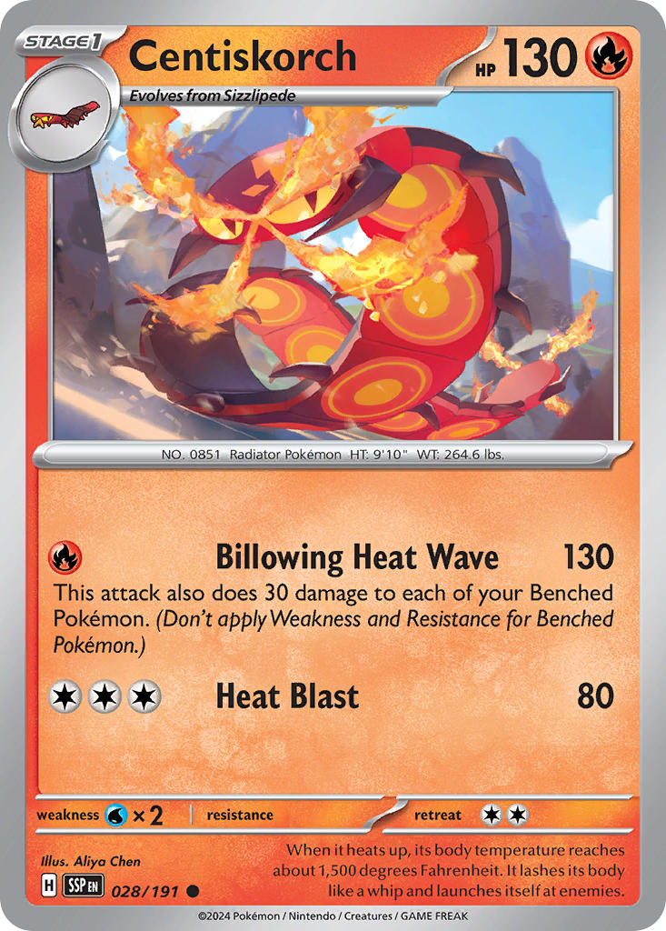 Centiskorch 028/191 Common Surging Sparks Pokémon card