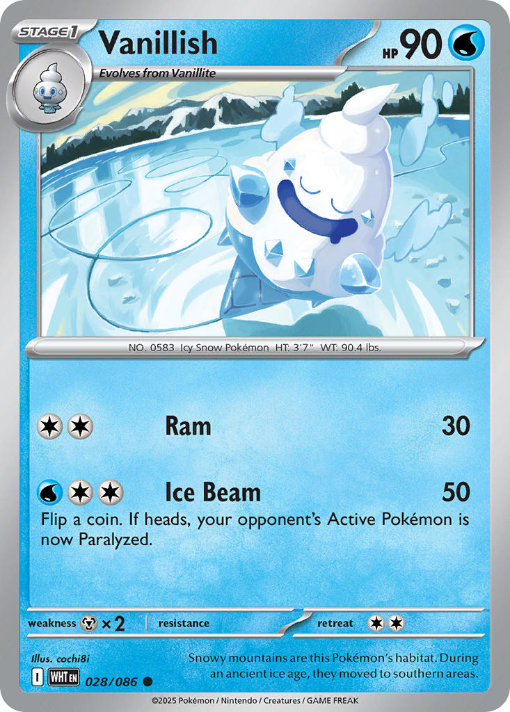 Vanillish 028/086 Uncommon White Flare Pokémon card
