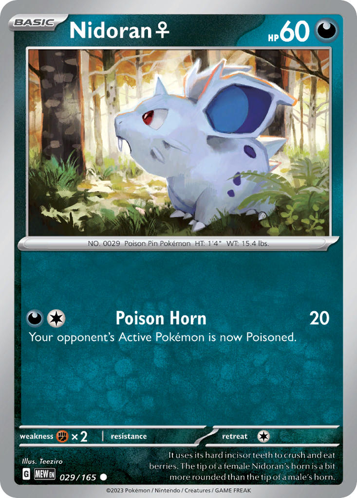 Nidoran♀ 029/165 Common 151 Pokémon card