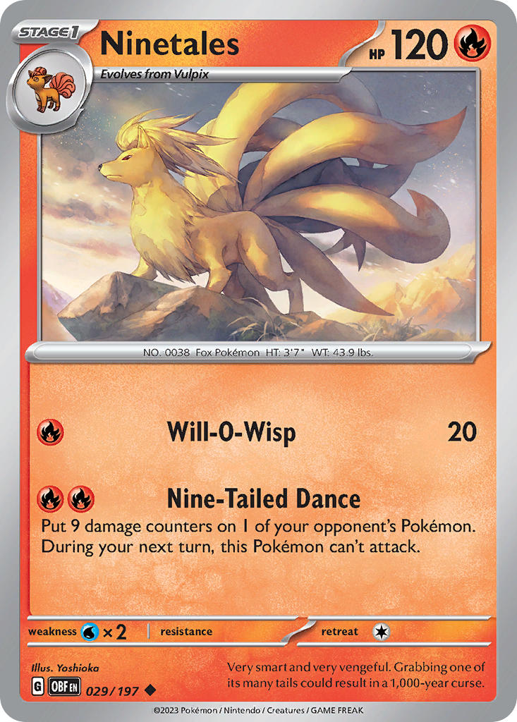 Ninetales 029/197 Uncommon Obsidian Flames Pokémon card