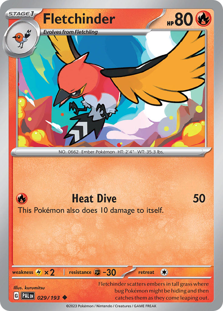 Fletchinder 029/193 Uncommon Paldea Evolved Pokémon card