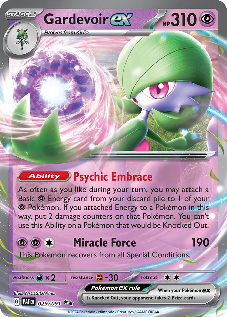 Gardevoir EX 029/091 Double Rare Paldean Fates Pokémon card