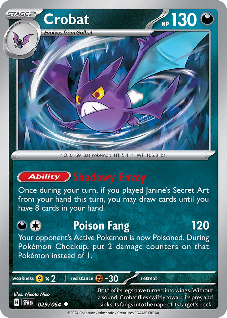 Crobat 029/064 Rare Shrouded Fable Pokémon card