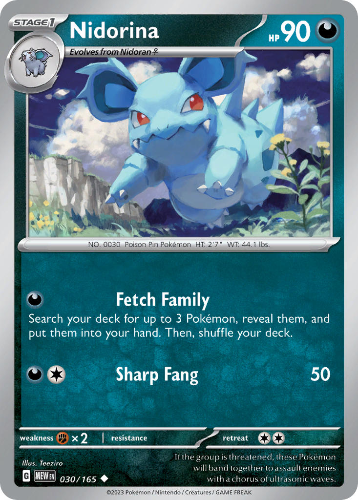 Nidorina 030/165 Uncommon 151 Pokémon card