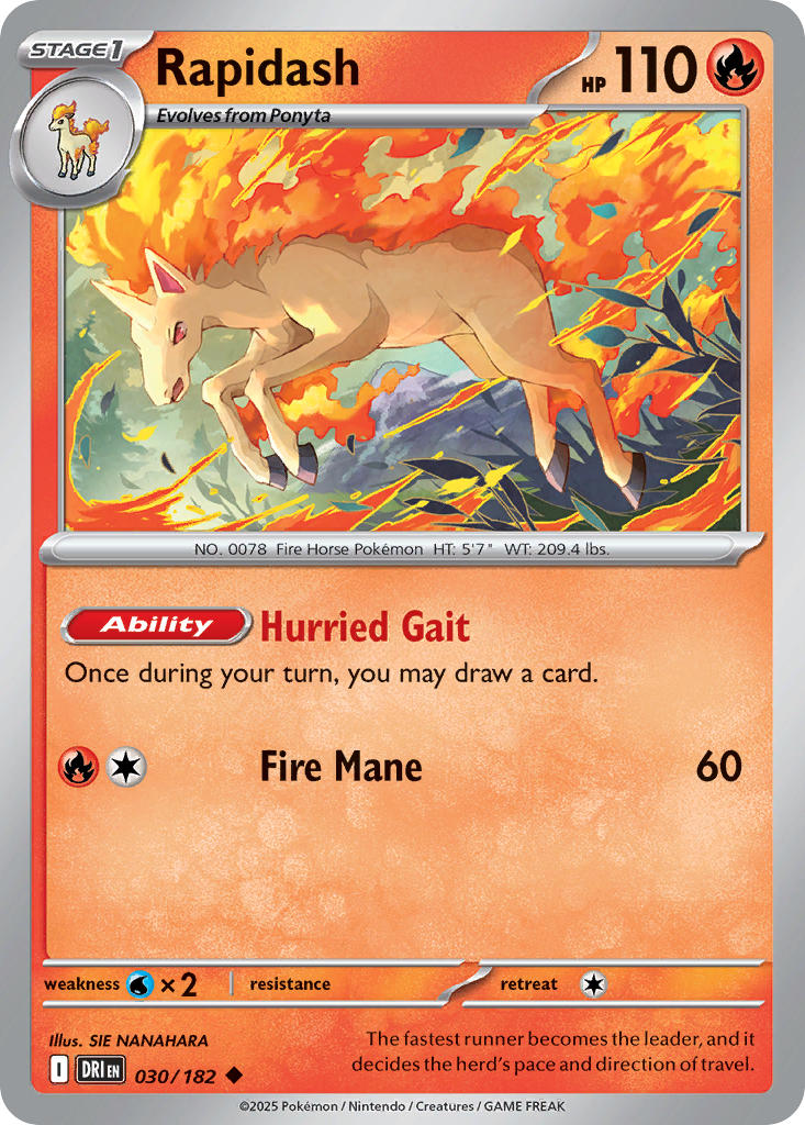 Rapidash 030/182 Common Destined Rivals Pokémon card
