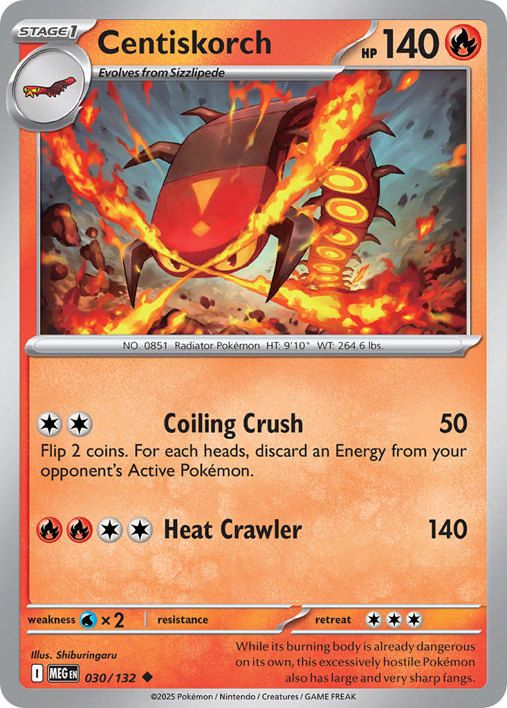Centiskorch 030/132 Uncommon Mega Evolution Pokémon card