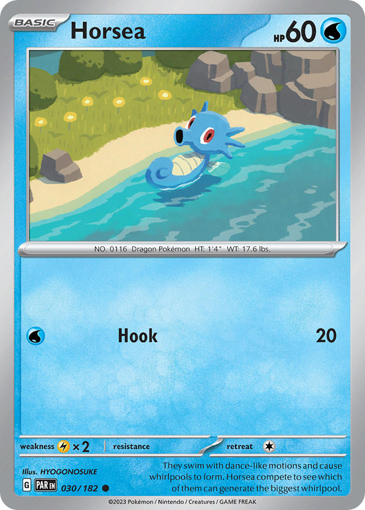 Horsea 030/182 Common Paradox Rift Pokémon card